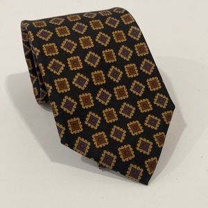 Barney's New York Handmade Black Tan Silk Tie
